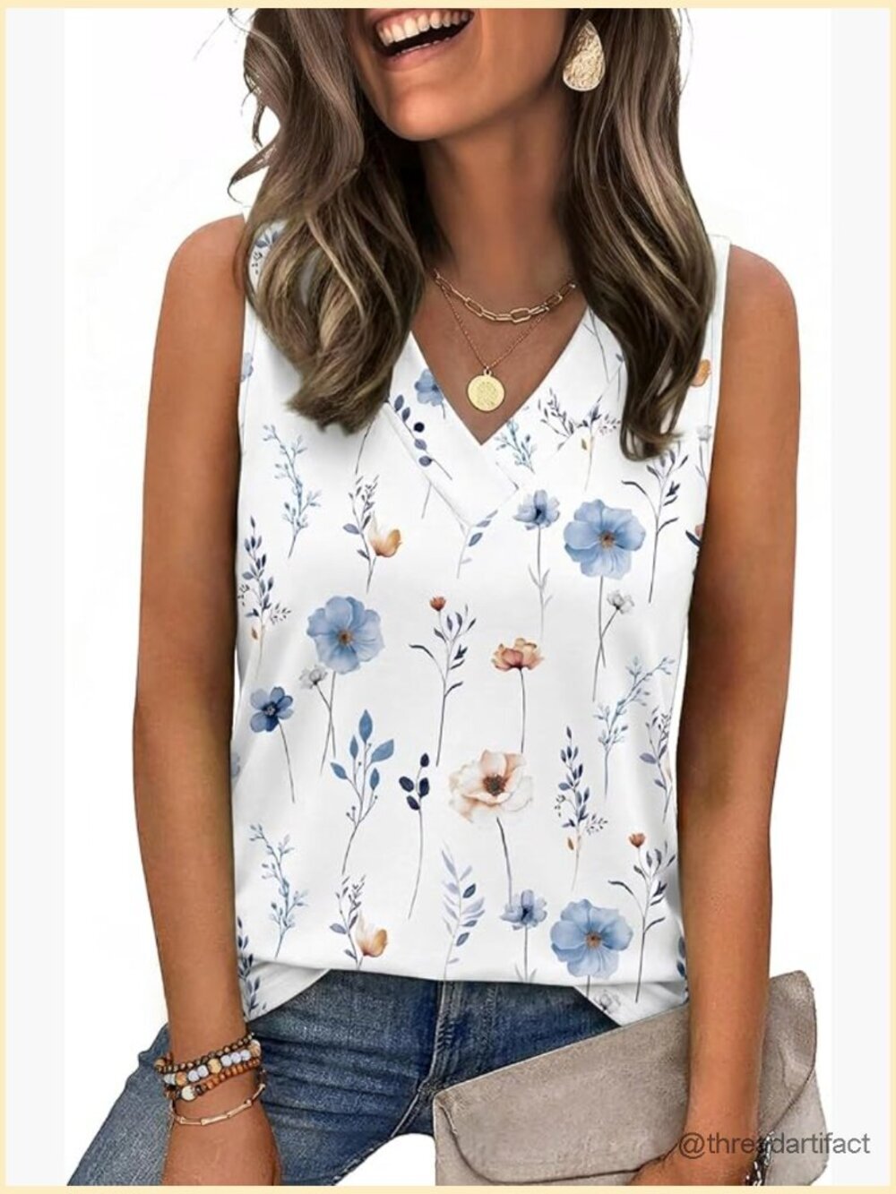 V Neck Loose Fit Sleeveless Tank Tops for Women Business Casual Blouses
